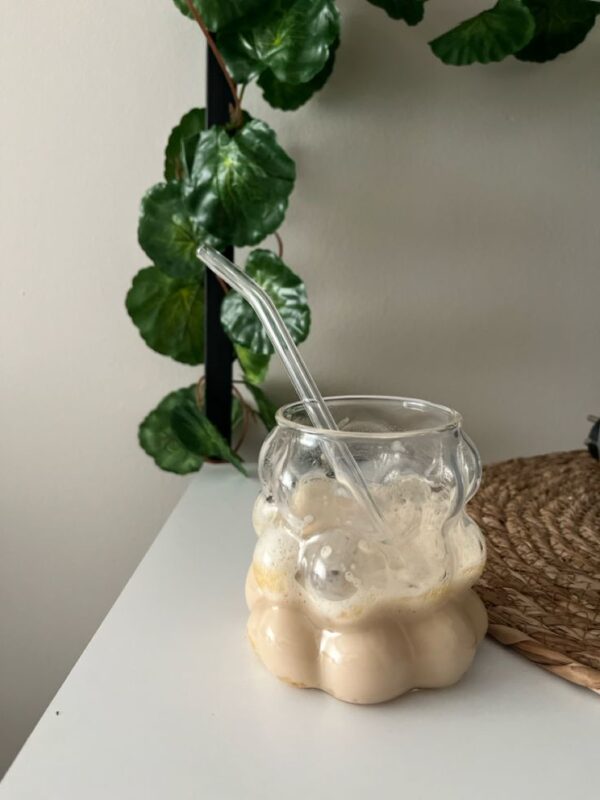 Bubbles Glass Mug with Airtight Wooden Lid 350mg